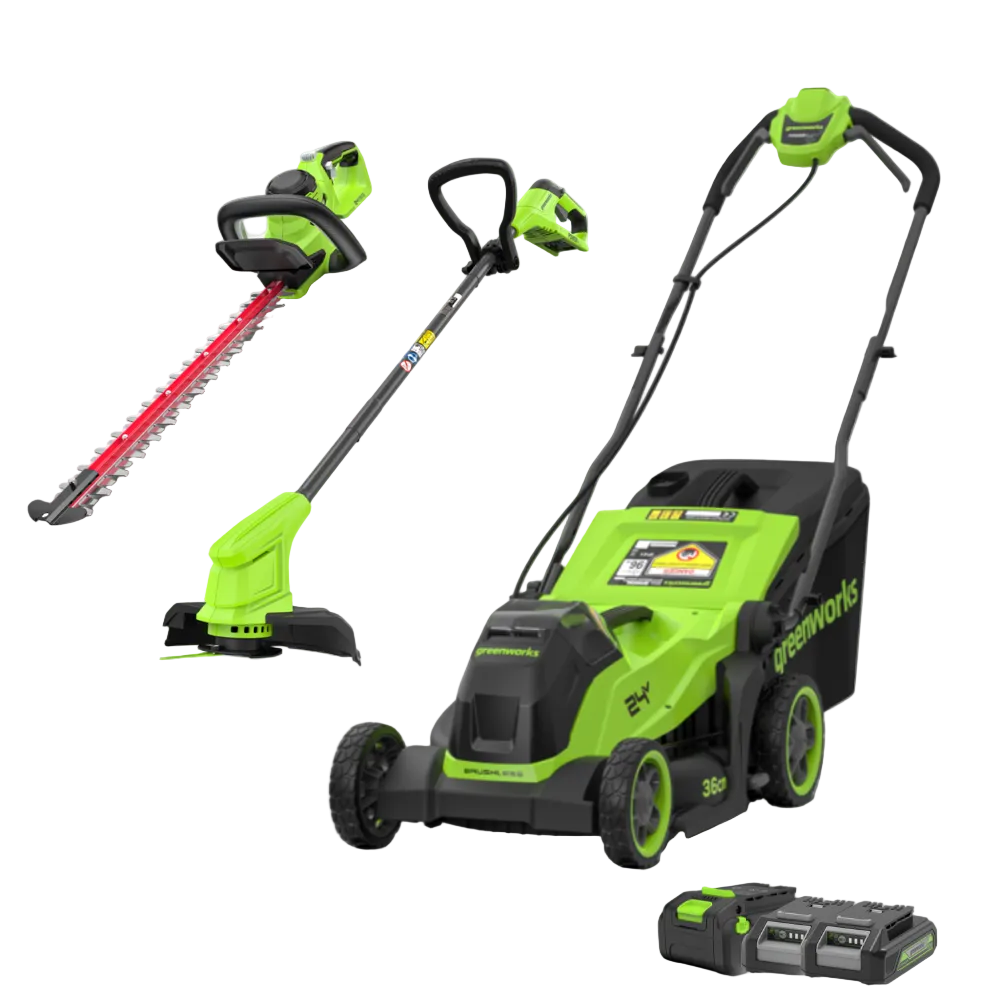 POWERALL 24V Lawn Mower 36cm + Grass Trimmer 25cm + Hedge Trimmer 56cm Set