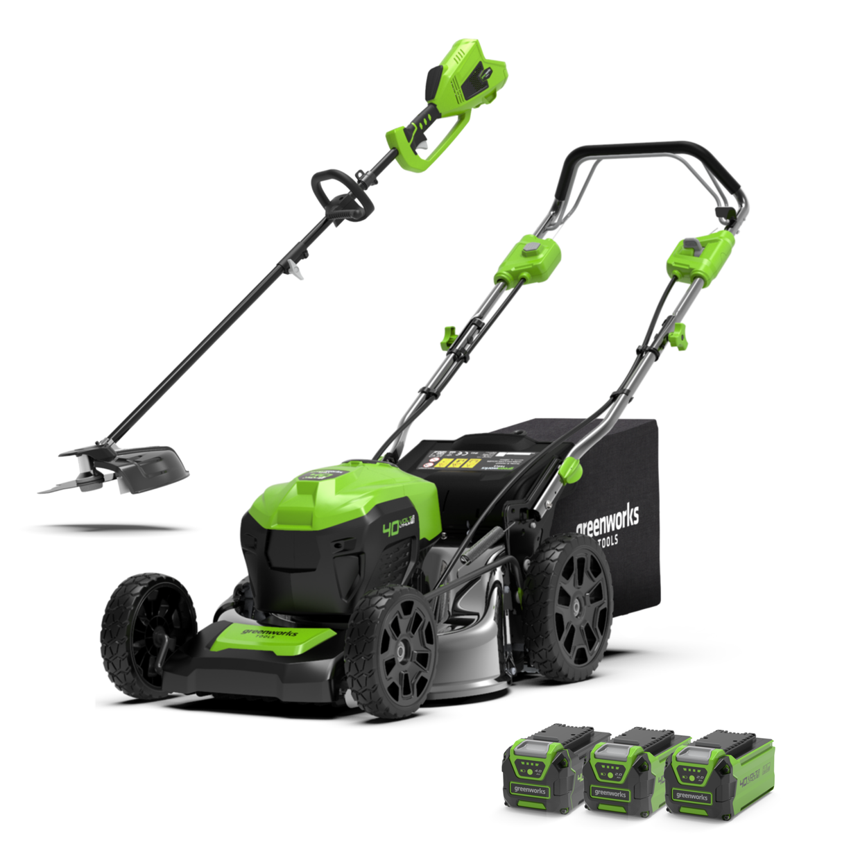 40V Tondeuse Autotractée 46cm + Débroussailleuse 40cm Kit
