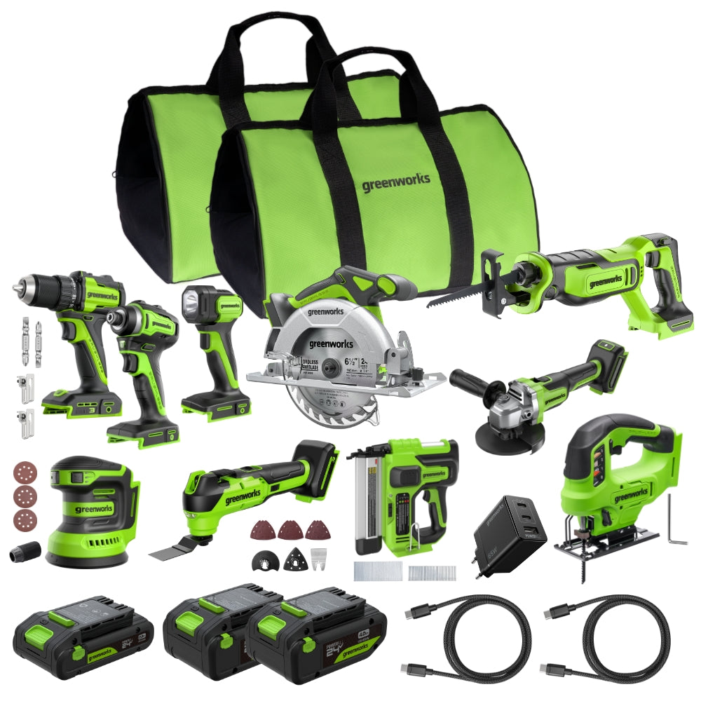 POWERALL 24V Kit d’outils électroportatifs 10 pièces - 3 Batteries