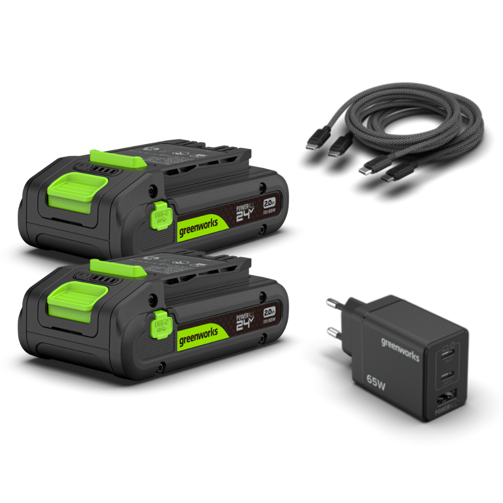 POWERALL 24V Starter Kit 2x 2Ah USB-C Batteries + 65W Charger