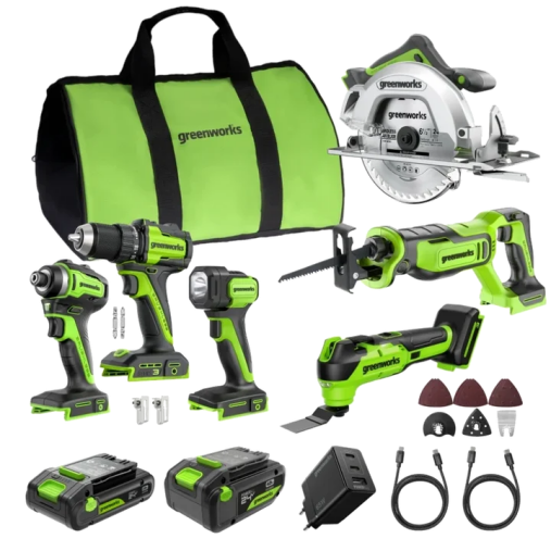 POWERALL 24V 6-Piece Power Tool Combo Set - 2 Batteries