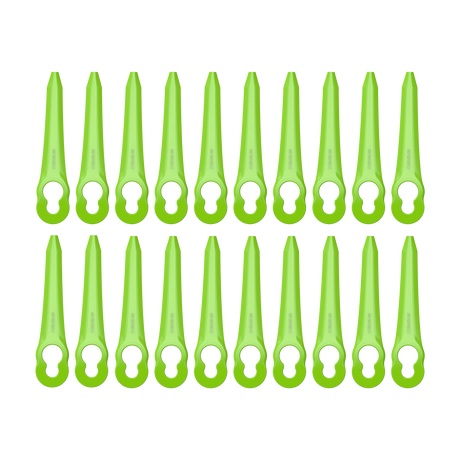 Set of green plastic tools with holes on a white background
