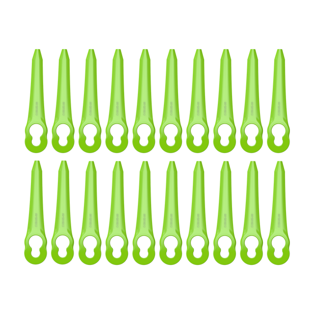 Set of green plastic tools with holes on a white background