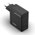 Black power adapter with multiple USB ports and 'greenworks' branding on a white background