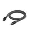 Black braided cable with USB connectors on a white background