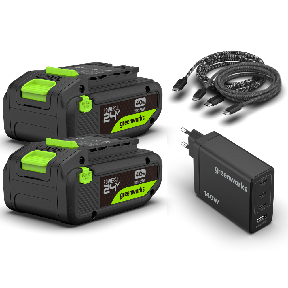 POWERALL 24V Starter Kit 2x 4Ah USB-C Batteries + 140W Charger