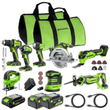POWERALL 24V 8-Piece Power Tool Combo Set - 3 Batteries
