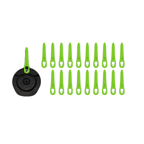 Black reel with green floats on a white background